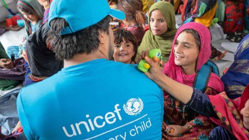 File image of a UNICEF staff